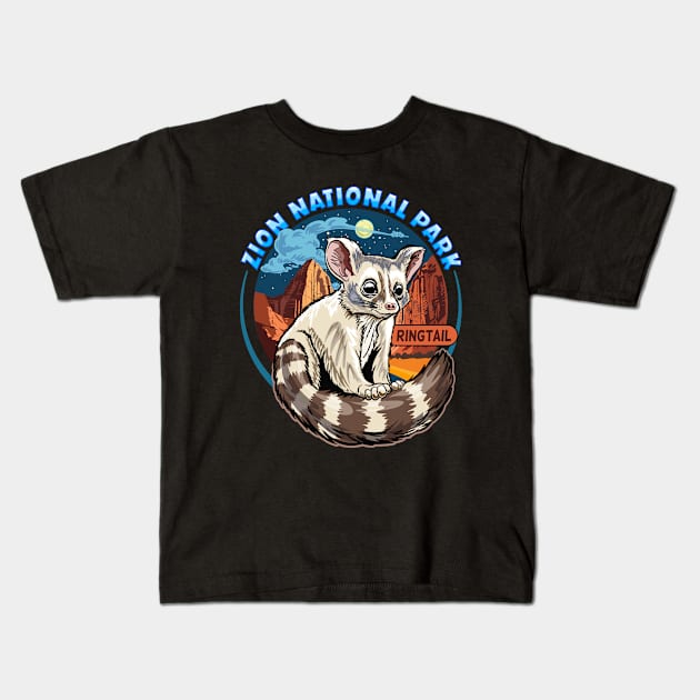 American Ringtail Cat at Zion National Park Kids T-Shirt by SuburbanCowboy